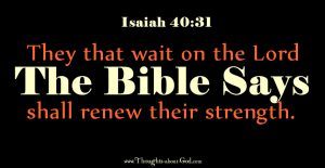 Isaiah 40:31 They that wait on the Lord will renew their strength.